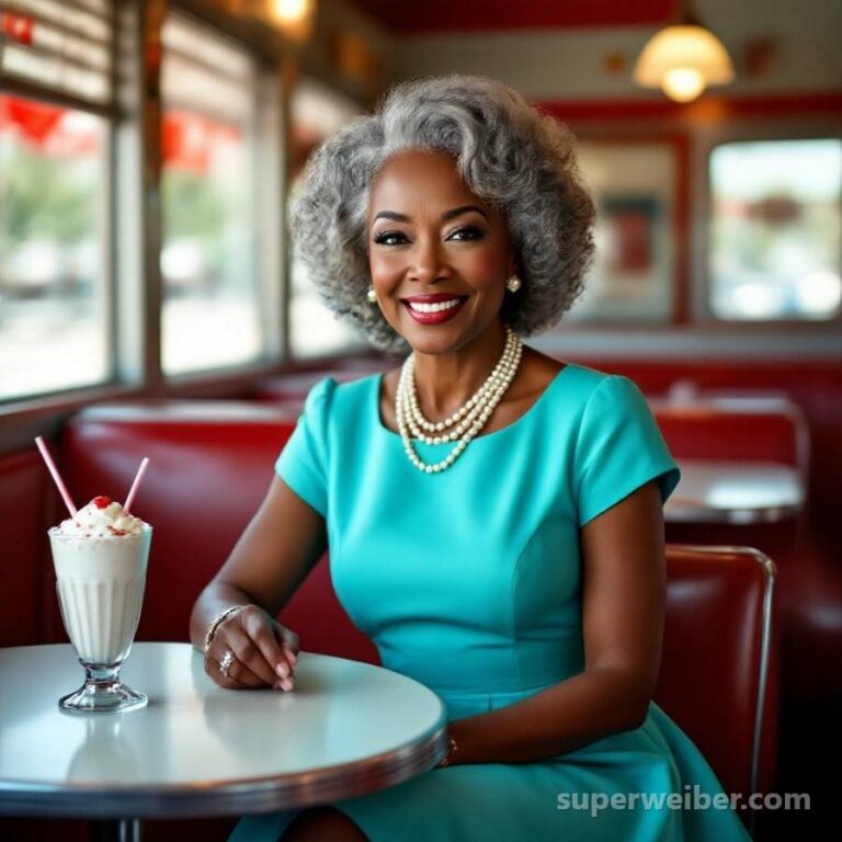 Afro-amerikanische Frau 60 im Diner