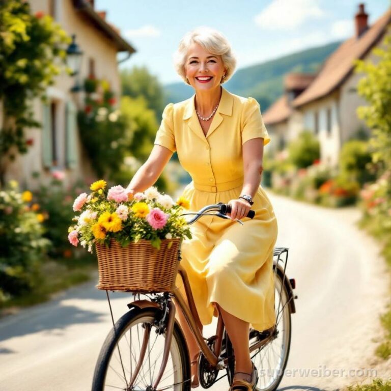 Zierliche 70-Jährige mit Fahrrad