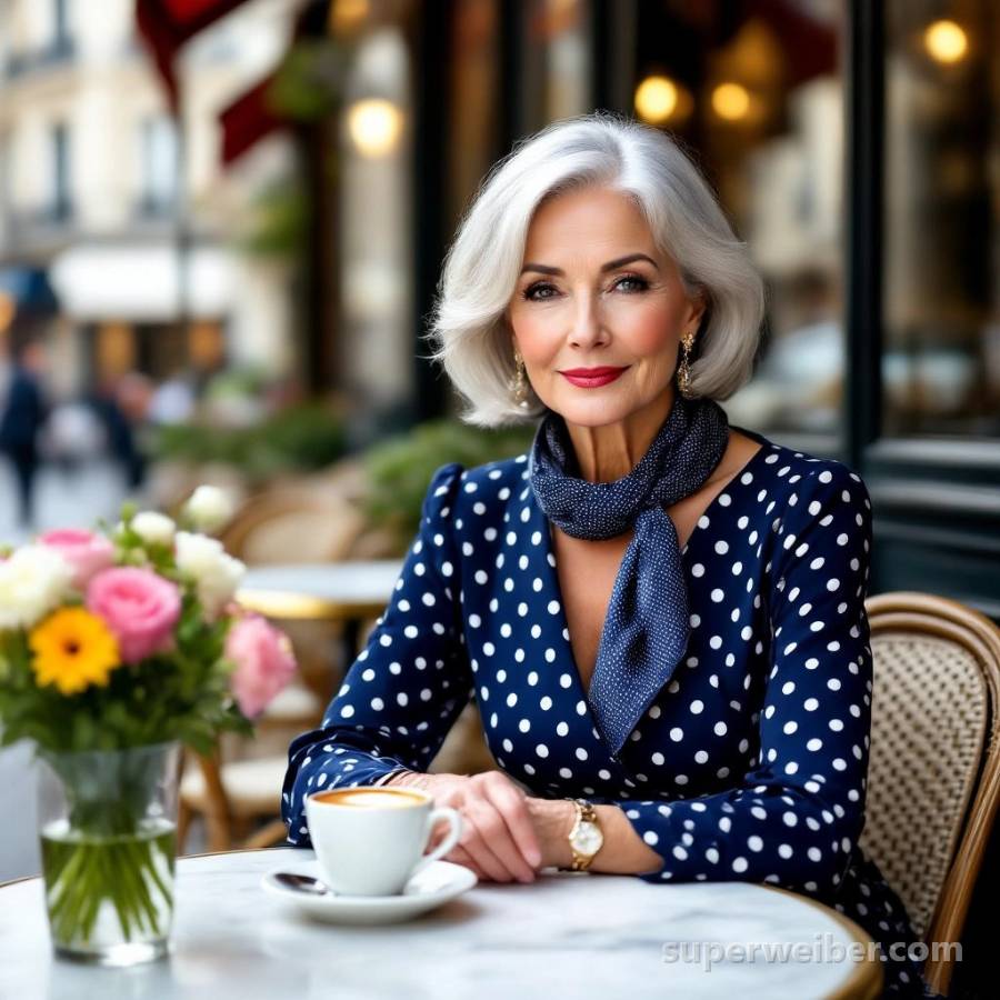 Französische Dame 75 im Straßencafé